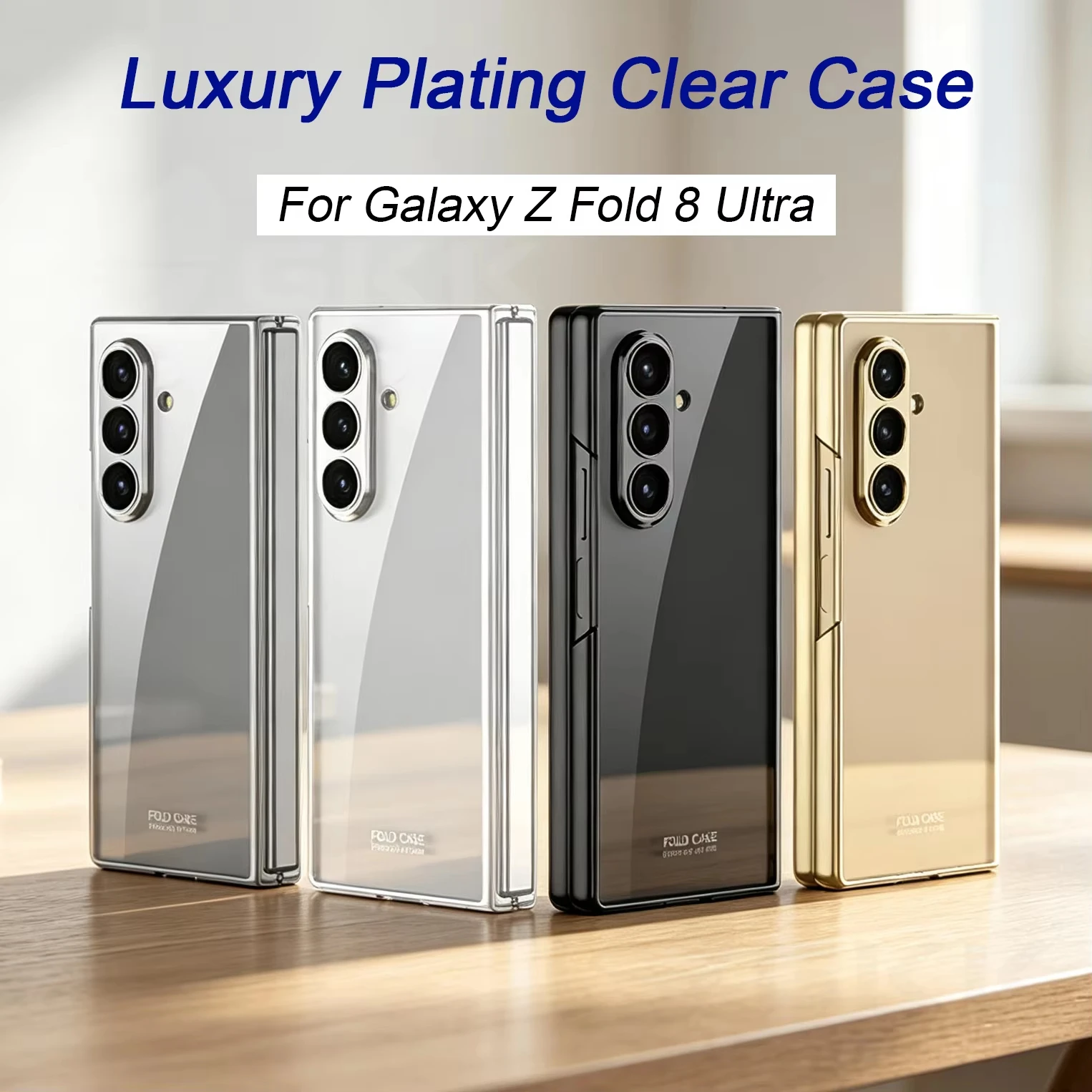 Luxury Plating Clear Case For Samsung Galaxy Z Fold 8 Ultra Front Screen Glass Protective Plastic Cover For Galaxy Z Fold7 Case