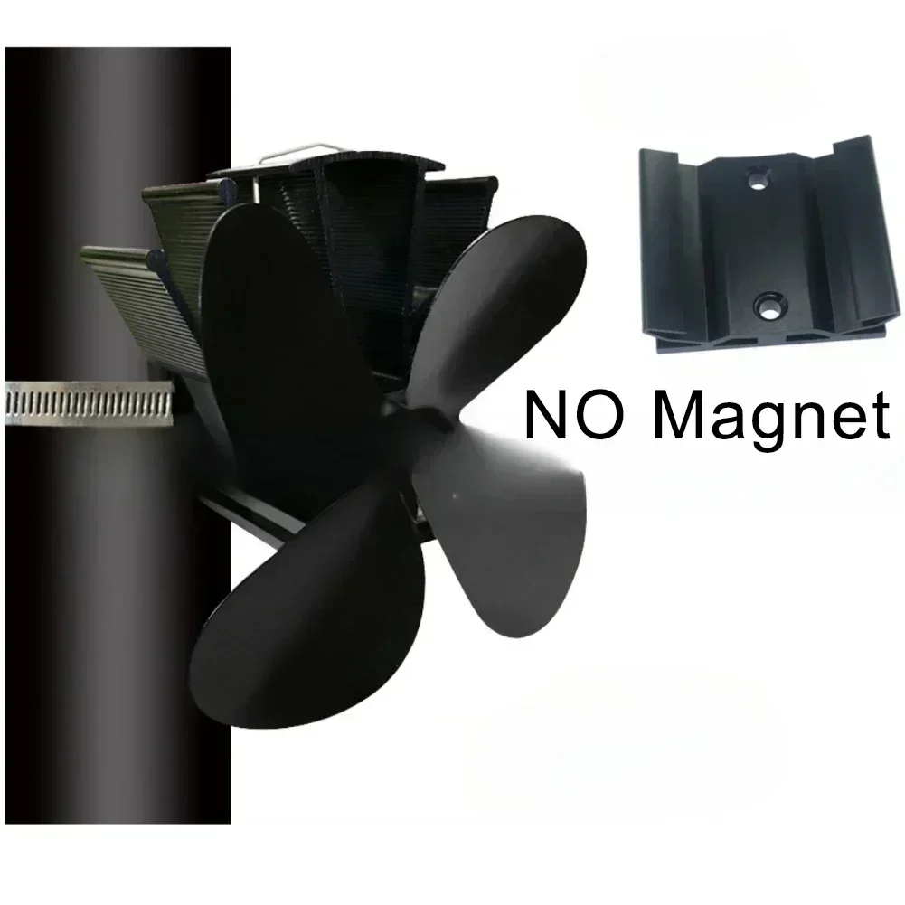 

Бесшумный вентилятор для дровяной печи с 4 лопастями для эффективной циркуляции тепла в камина или печи на пеллетах, черный алюминий