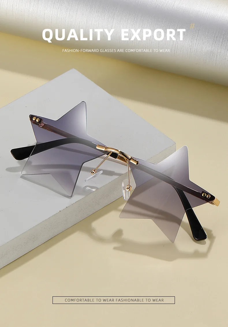Randlose Sternform-Sonnenbrille, trendige Sonnenbrille für Damen und Herren, Partybrille, lustige Pentagramm-Brille, Weihnachten, Weihnachtsdekoration – Detail 1