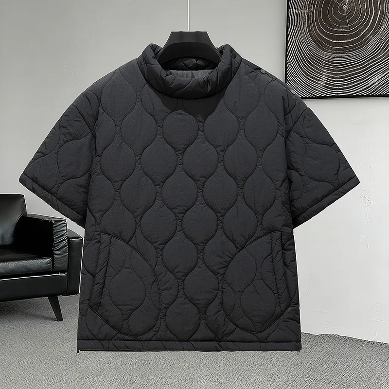 

Autumn Winter Japanese Streetwear Half Sleeve Padded Jacket Harajuku Casual Mens Jacket Loose Thick Trendy Pullover Coat Male