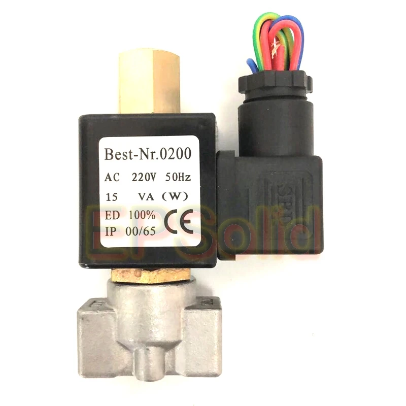 VX2120-08-SS-NO 1/4" Normally Open Stainless Steel Body 2 Way Oil Acid Solenoid Valve AC220V DC12V