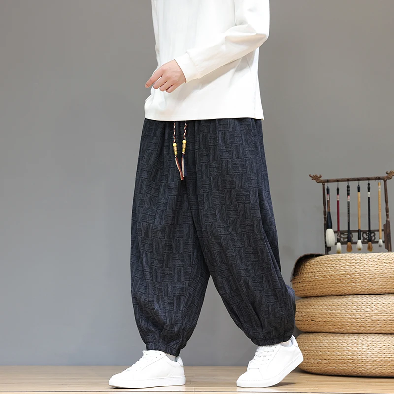 

Loose Men's Corduroy Lantern Pants Harlan Sle Autumn Vintage Cuffed Dungarees New Chinese Men's Casual Loose Fit Trousers