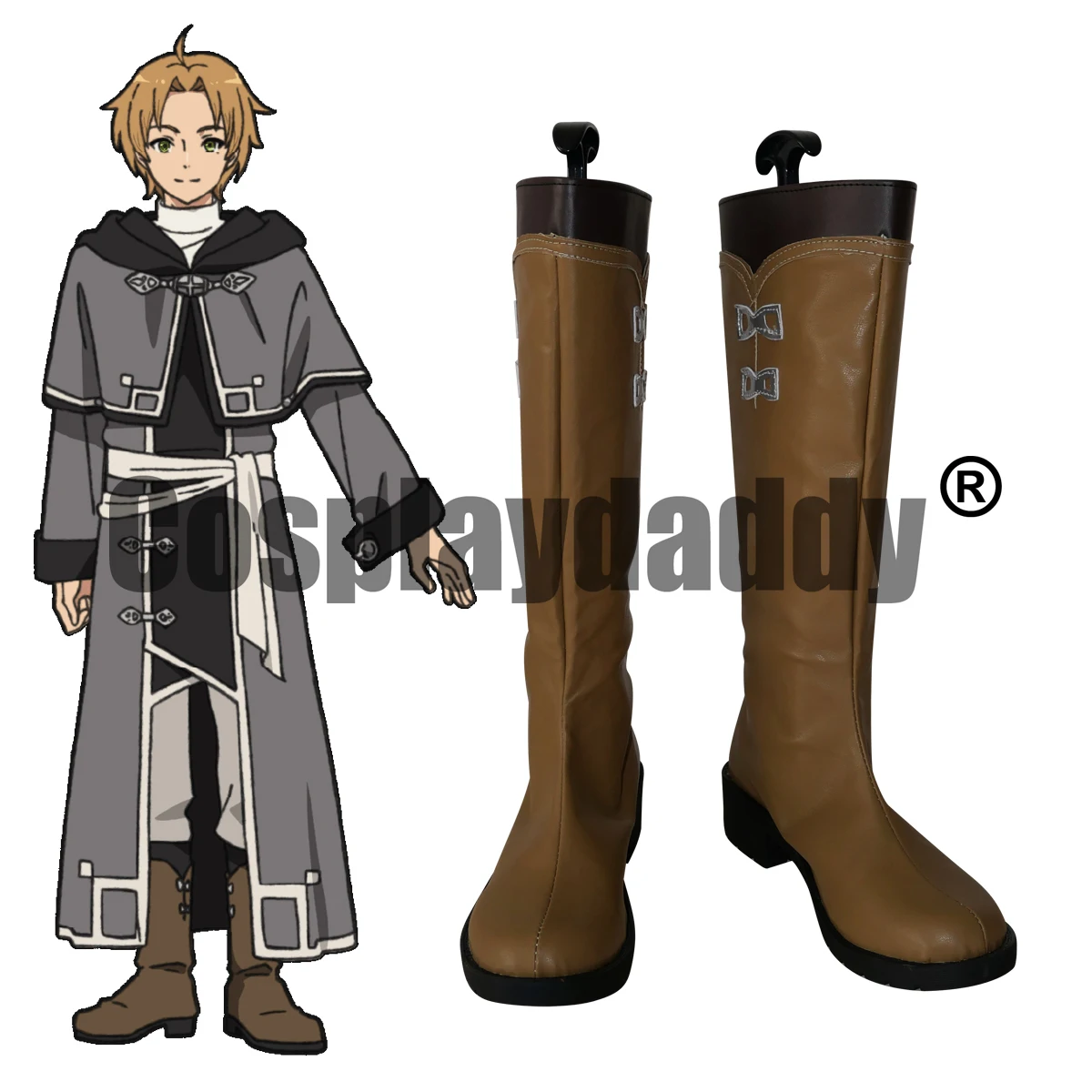 

IN STOCK Anime Rudy Rudeus Greyrat Cosplay Shoes Anime S2C2 Brown Boots
