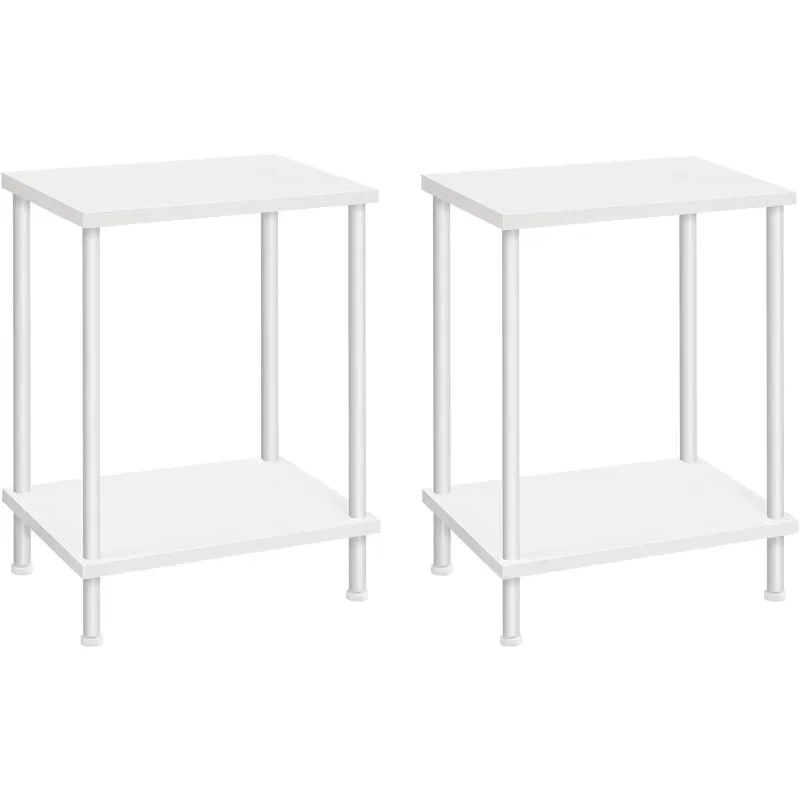 End Tables Set of 2, Small Side Table, Nightstand with 2-Layer Storage Shelves, Sofa Table for Small Spaces, Living Room