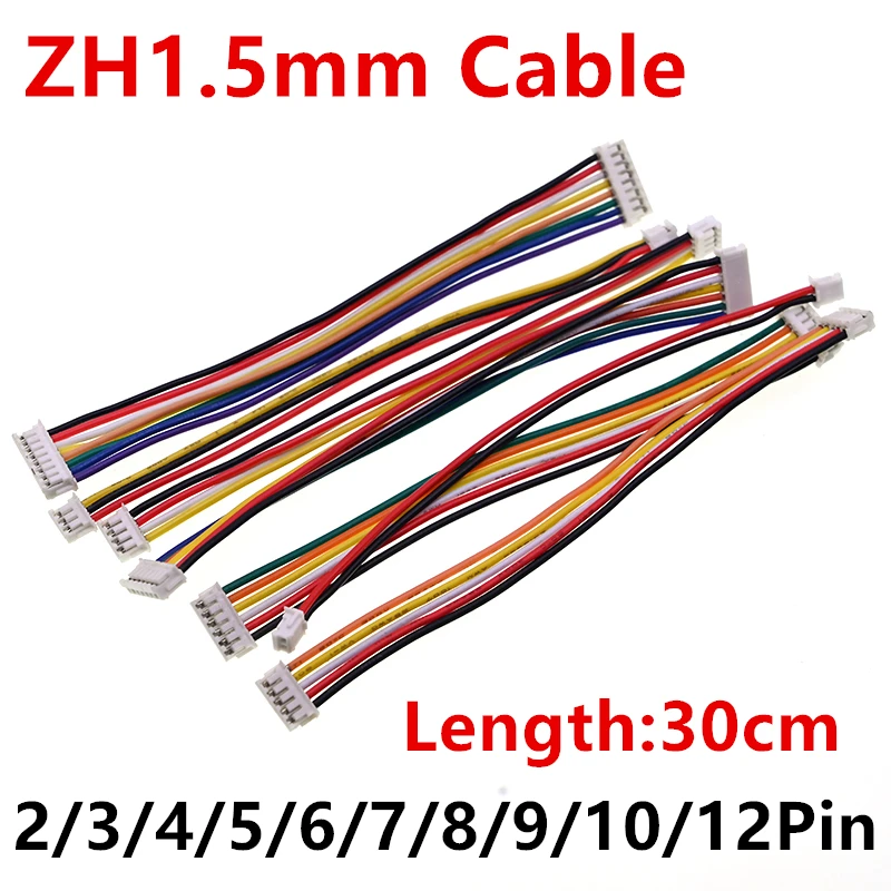 

JST ZH1.5 ZH 1.5mm Wire Cable Double Connector 2/3/4/5/6/7/8/9/10/12 Pin 1.5MM Pitch Same direction Plug 30CM Wire Length 28AWG