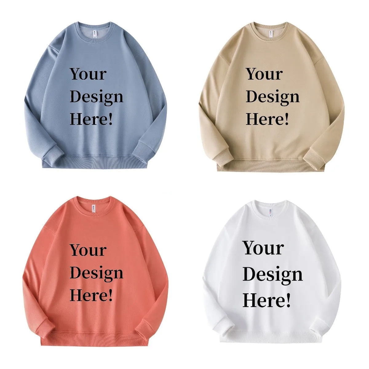 Custom Fashion Sweatshirt Family Clothes Front Print Your Logo Image Loose Pullover Personalized Tshirts Long Sleeved