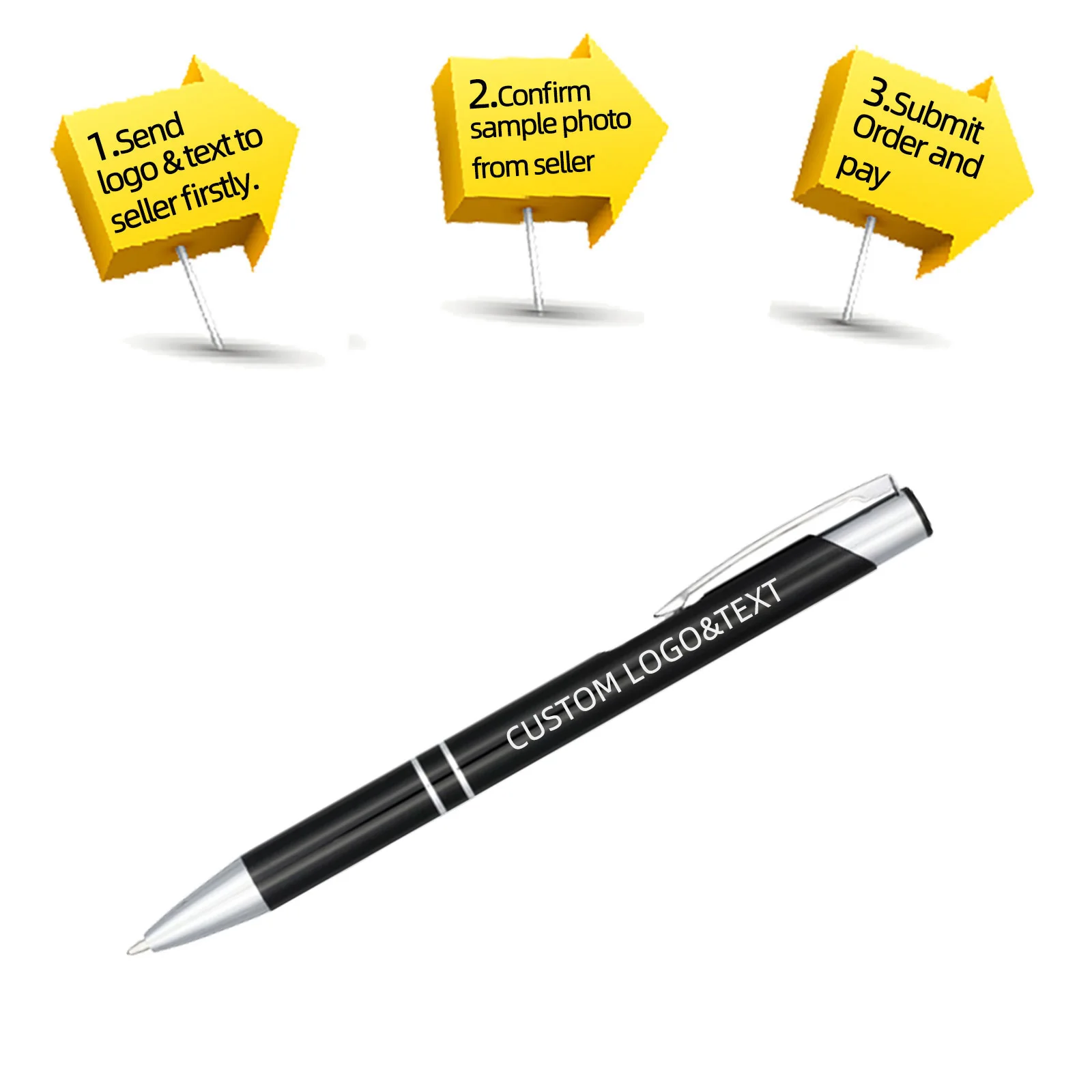 10pcs Customize Logo Pen Gift Ball Pens Free Engraved Metal Barrel Promotional Smooth Writing Stationery Show Display Wedding