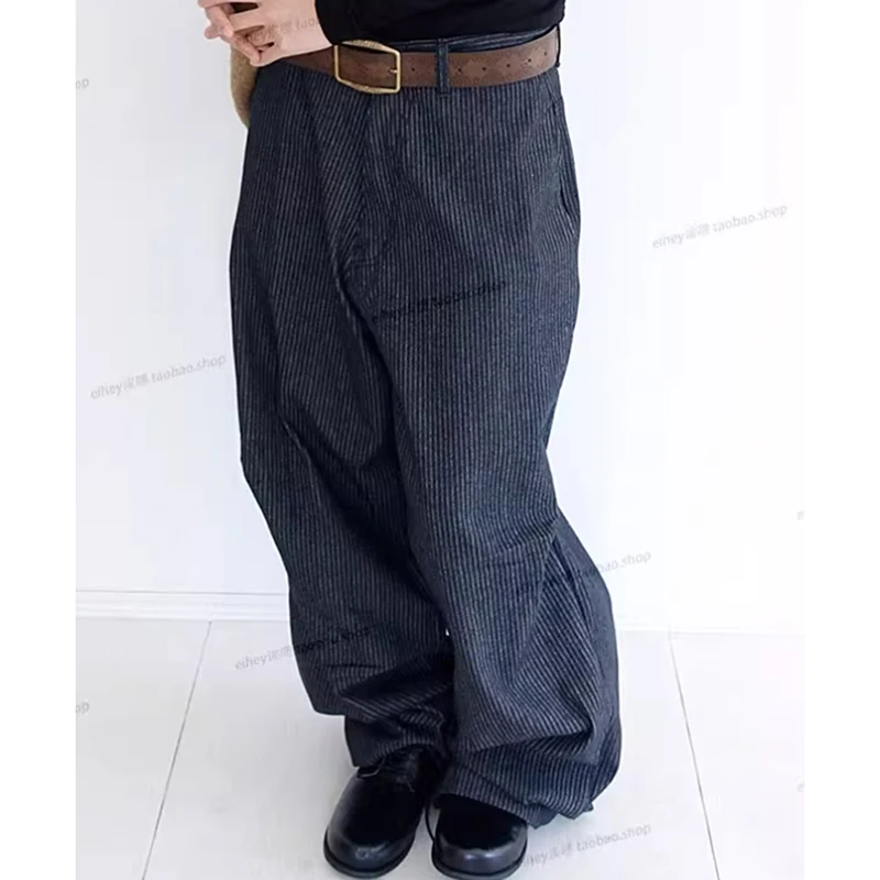 Y2K 復活ローライズデニムパンツ女性ルーズ怠惰なカジュアルワイドレッグパンツアメリカンクラシックストレートストライプジーンズズボン