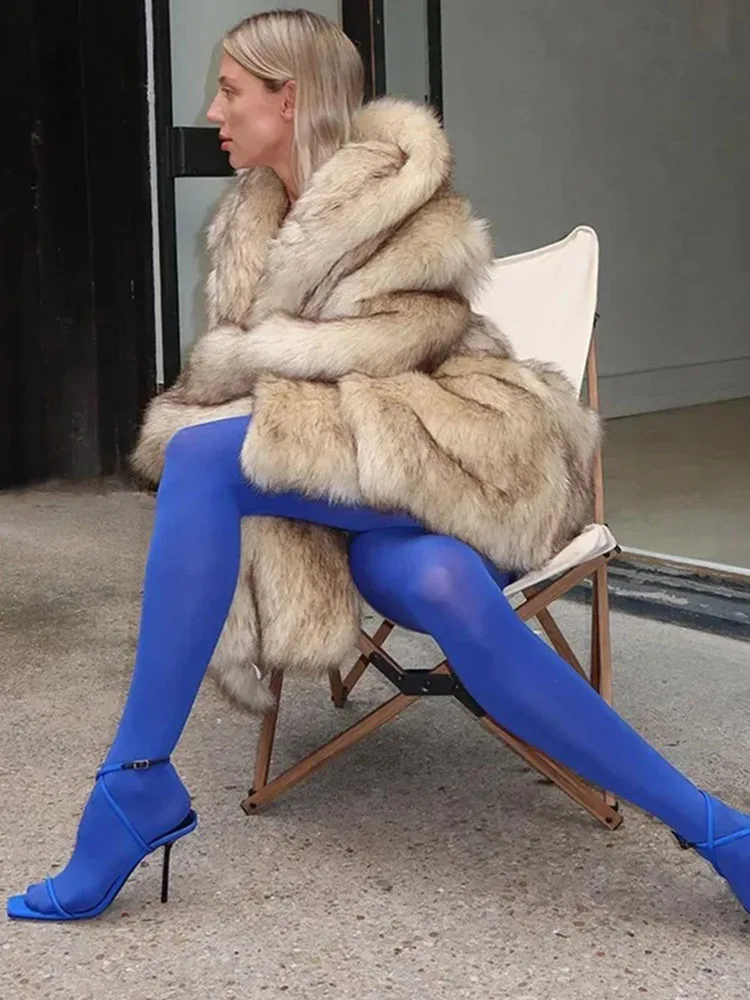 ZADORIN Oversize Zimowe Ubrania Damskie Długi Puszysty Płaszcz ze Sztucznego Futra Damska Kurtka z Klapami ze Sztucznego Futra Nowość w Płaszczych i Kurtkach Futro Sztuczne