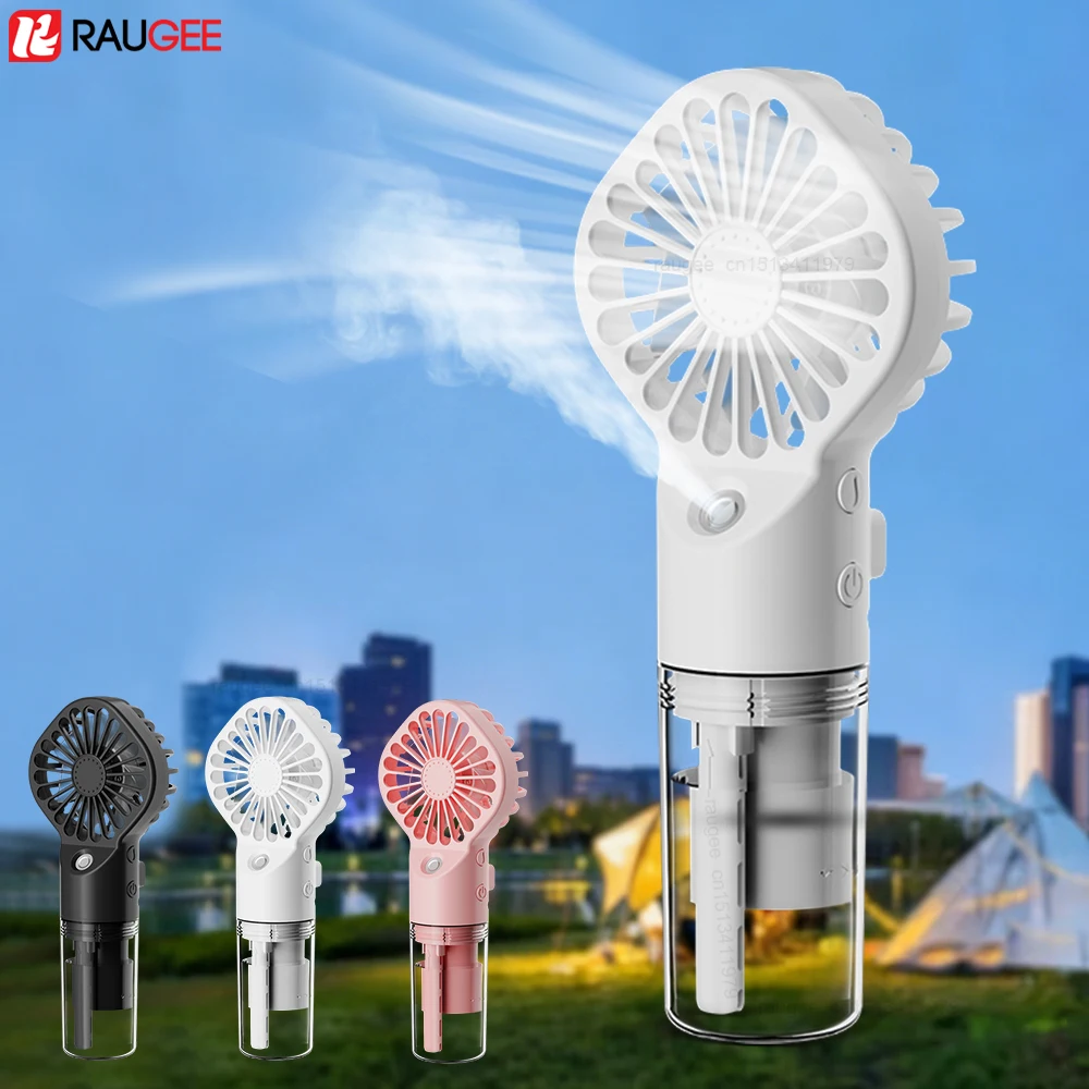 Luftbefeuchter-Ventilator, tragbarer Mini-Elektroventilator, wiederaufladbarer USB-Handventilator mit Wassertank-Sprühfunktion für Reisen, Büro und Outdoor-Aktivitäten