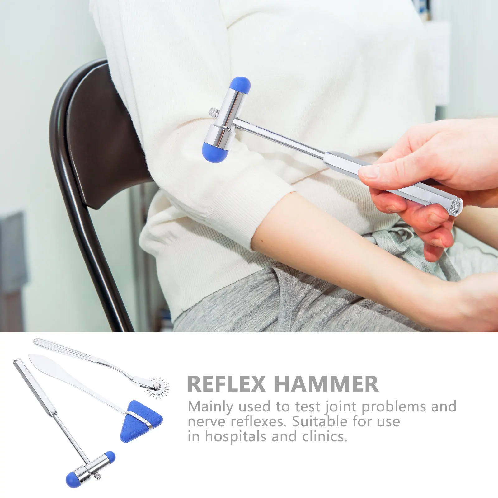 3Pcs Neurological Reflex Hammer Set Metal Triangle Plexor Diagnostic Hammer Lightweight Ergonomic for Clinical Testing Nerve