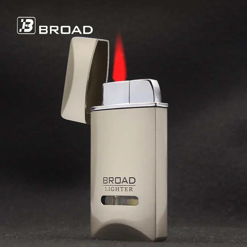 

New Broad Red Flame Gas Torch Lighter Metal Windproof Butane Cigarette Lighters Portable Smoking Accessories Flame Gifts for Men