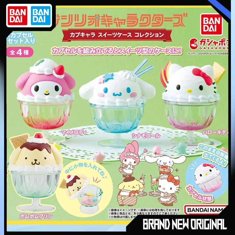 

BANDAI Sanrio Action Figures Model Kitty White My Melody My Melo Pompompurin Gashapon Dessert Cup Style Series Original