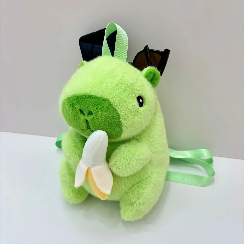 Large Capacity Capybara Plush Backpack Simulation Green Banana Korean Style Capibara Doll School Bag Not Anxious Soft