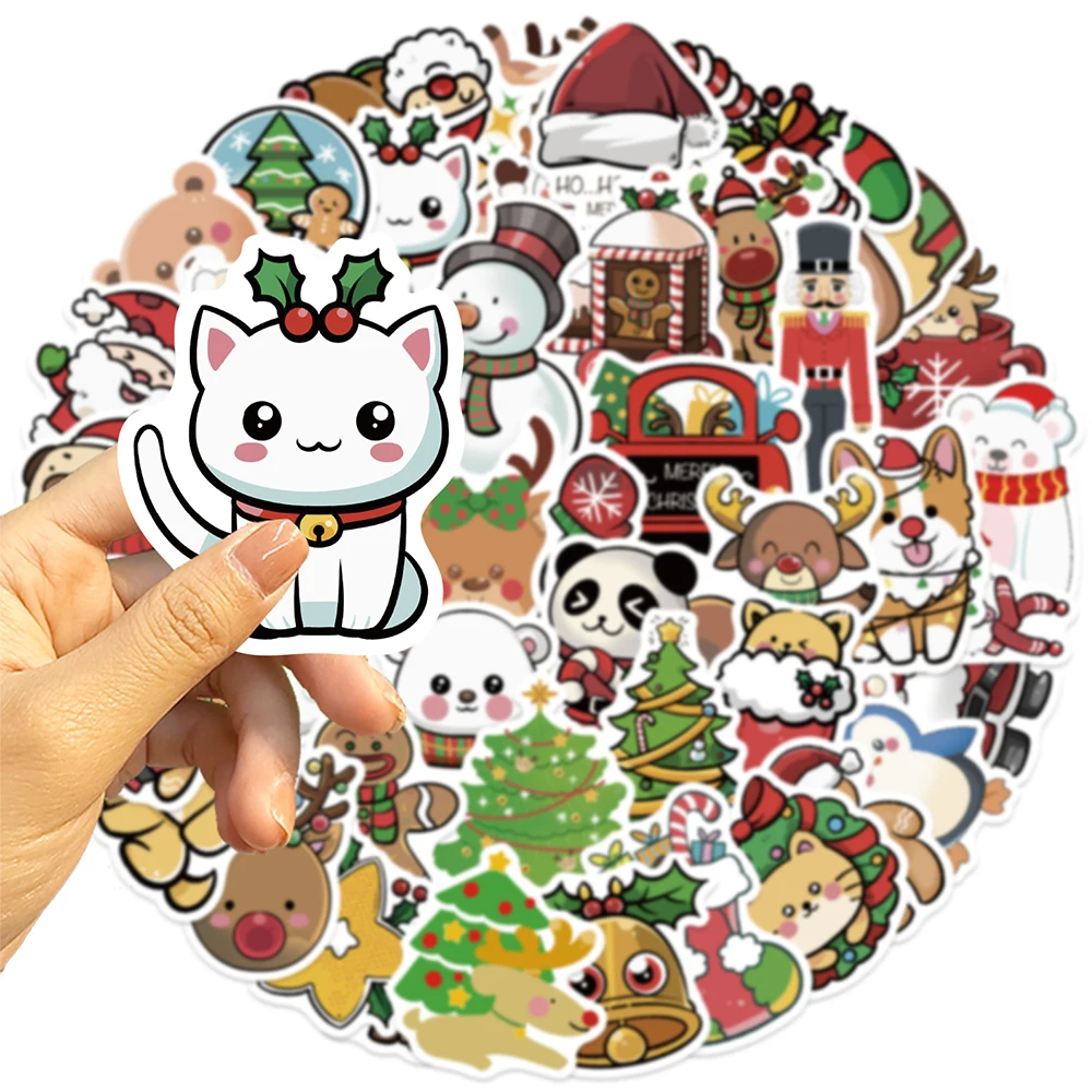

10/30/50pcs Cartoon Christmas Series Stickers Cute Animal Elk Santa Claus Graffiti Sticker Laptop Scrapbook Phone Decals Packing