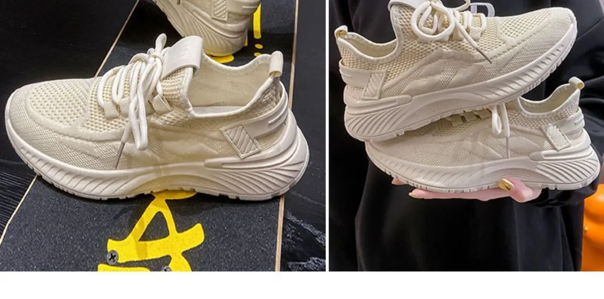 Atmungsaktive Damen-Mesh-Sneaker mit Wellensohle, dicker Plateau-Sohle, höhenverstellbar, leicht, zum Schnüren, für den Alltag, zum Gehen, Sport, Freizeit. – Detail 29