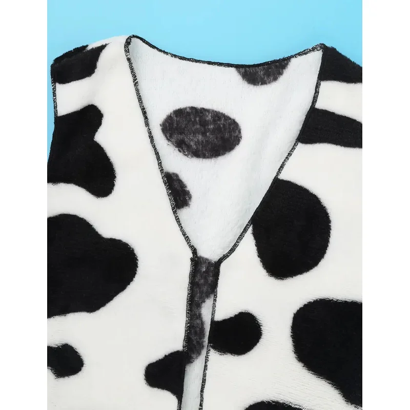 SN55Unisex Kids Boys Girls Soft Sleeveless Cow Printed Vest Waistcoat Tops Cowboy Cowgirl Vest Cosplay Party Fancy Dress Up $@1w
