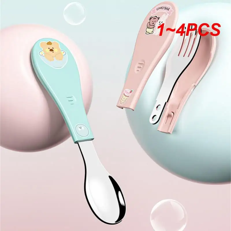 1~4PCS Cartoon Spoon Lovely Design Children's Spoon Easy To Clean Portable Compact Camping Equipment Tableware Best Selling