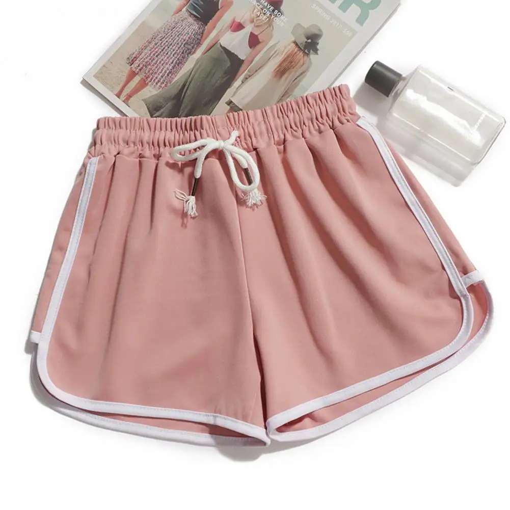 شورت شاطئ غير رسمي للنساء ، شورت رياضي ، لون الحلوى ، تنفس ، صالة ألعاب رياضية ، خصر مرن ، موضة الصيف