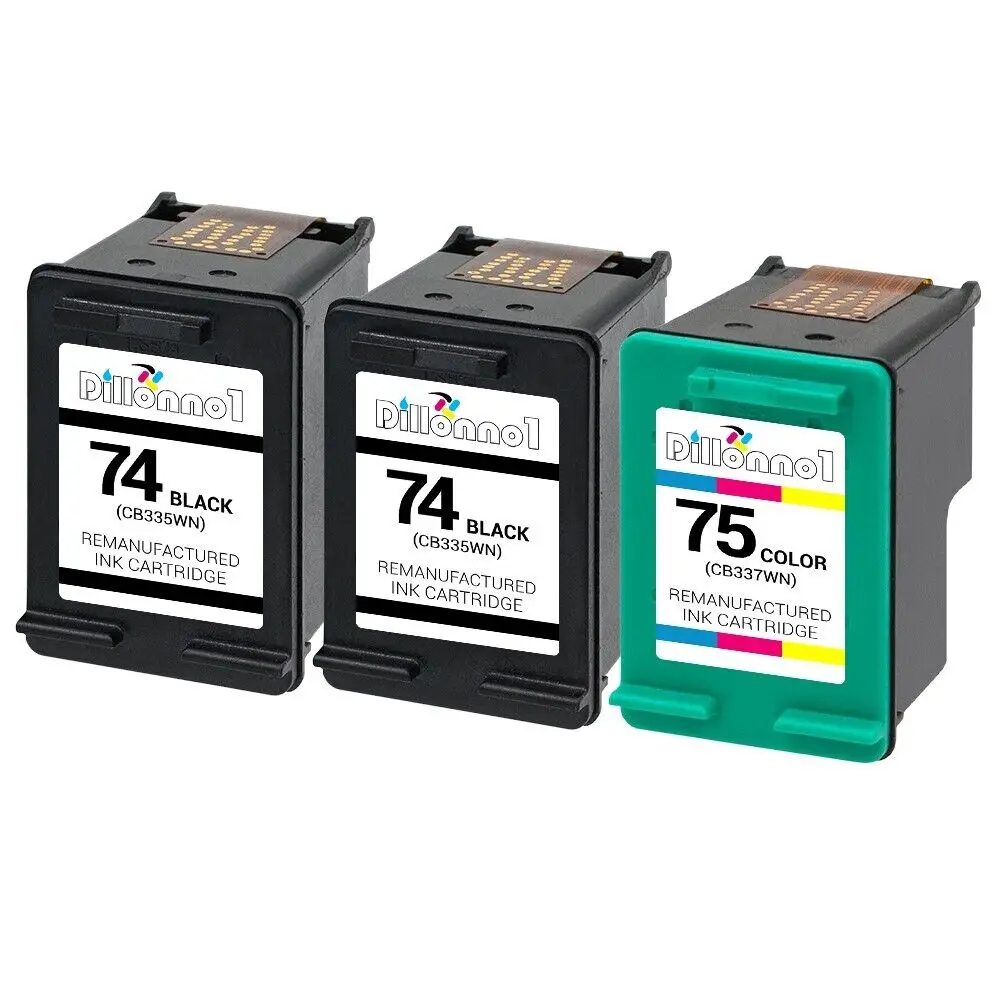 Tinta de Color negro n. ° 74 75 para HP Photosmart C4575 C4583 C4588 C5200 C5225 C5240, 3Pk