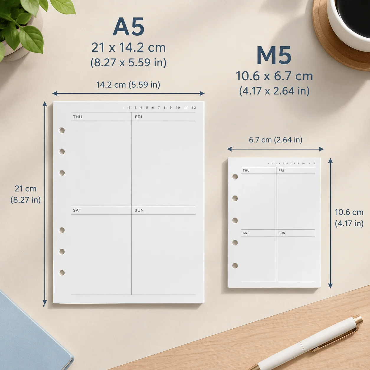 40 Sheets Weekly Planner Refill Pages A5 M5 Loose Leaf Inserts for M5 A5 Loose Leaf Notebook Daily Schedule Journal Stationery