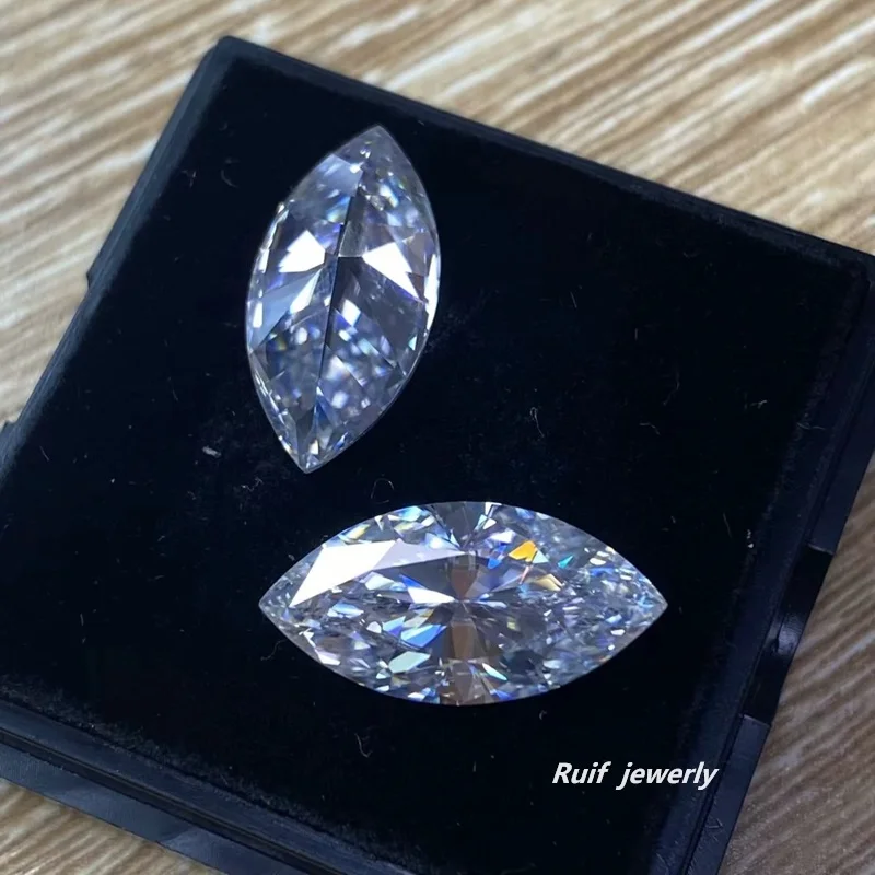 Ruif Marquise Cut 1.5x3 to 10x20mm Moissanite D Color Loose Stone Lab Grown Moissanit for Jewelry Making