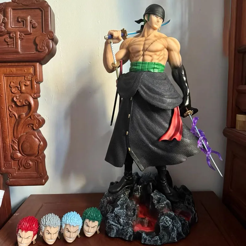 

Коллекционная фигурка Ророноа Зоро из One Piece, 50 см, с 5 сменными головами, аниме-модель, декоративная игрушка, подарок