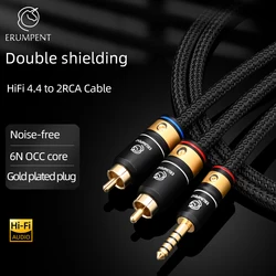 ERUMPENT HiFi 4.4mm to 2RCA Audio Cable High Grade 6N OCC Core 4.4 Jack to 2RCA Male Cable for Headphone Speaker Amplifier