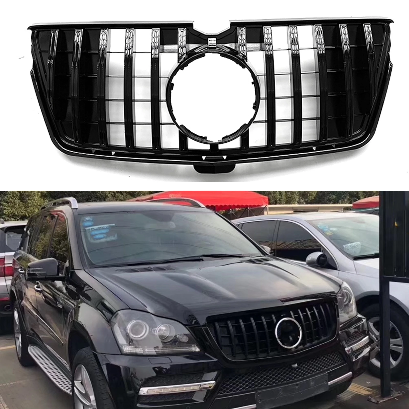 

Front Bumper Replacement Grille Cover Hood Mesh GT Style For Mercedes-Benz X164 GL550 GL63 GL350 GL450 2006-2012