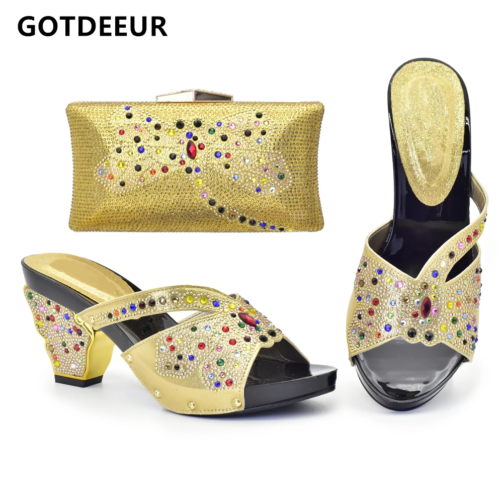 

Latest Africa Shoe and Bags Set Decorted with Rhinestone Italian Design Shoes and Bags Set for Women 2023 Luxury Designer Shoes