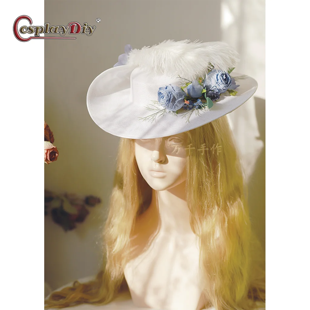 Cosplaydiy French Palace Style Hat Elegant Retro Lolita Hat Fashion Tea Party Hat Victoria Flower Feather Flat Top Hat