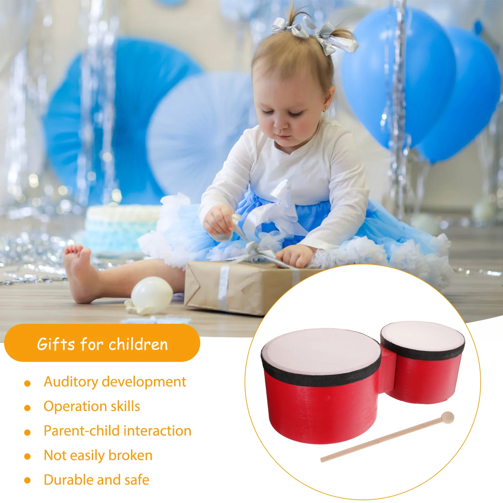 Drum Kid Drums for Toddlers Kids 1-3 Sticks Ages 9-12 Bongos Tambourine 8-12