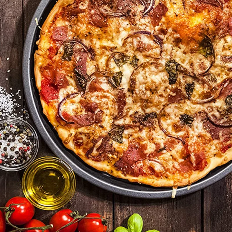 قالب منزلي مستدير غير لاصق ، مقلاة بيتزا ، مقلاة خبز بالفرن
