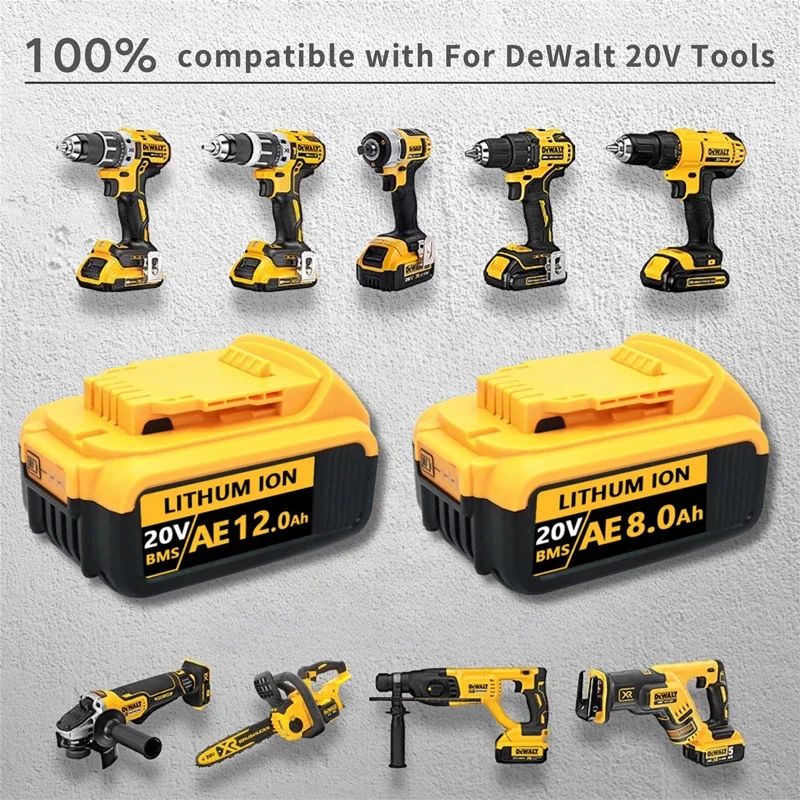 DCB200 20V Battery Compatible with dewalt power Tools 18V 12Ah rechargeable electric tool Lithium batteries 20V 18Volt 18v 12Ah