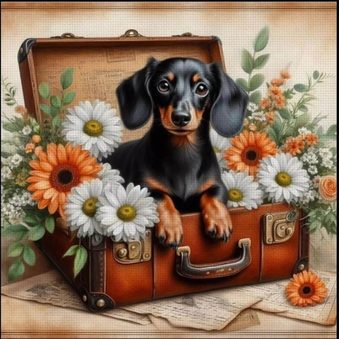 Travel Buddy Kreuzstich-Set zum Selbermachen, 11CT, Stickerei, Heimwanddekoration, Geschenk, handgefertigtes Material, rahmenlos, halbfertig, 36 x 36 cm