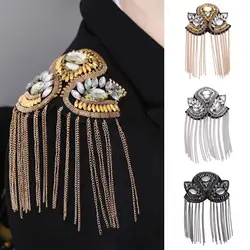 Retro Epaulets Shoulder Board Brooch Punk Fringe Shoulder Mark Rhinestone Pin Theatre Armband Suit