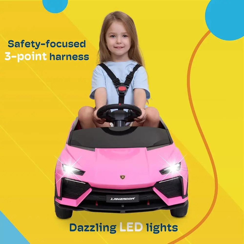 Jouet de voiture de sport alimenté par batterie Lamborghini Lanzador sous licence 12 V pour enfants avec télécommande et manuel pour parents, blanc