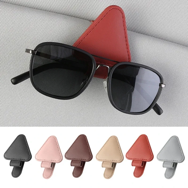 Sunglasses Holders for Car Sun Visor, Magnetic Leather Glasses Eyeglass Hanger Clip for Car, Car Visor Accessories for Men Women