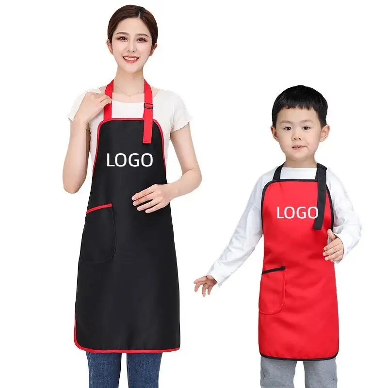 

Parent Child Apron Free Print Logo Kitchen Anti Fouling Apron Hot Pot Barbecue Restaurant Supermarket Waiter Work Clothes
