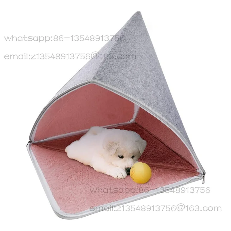 Pet Cat and Dog Triangular Nest Yurt Semi-closed Cat Nest Pet Pad Dog Bed Removable Pet Supplies Toy