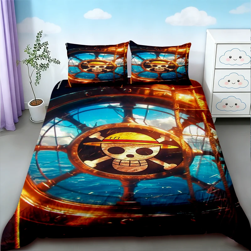 

Kids Gifts Luffy Duvet Cover One Piece Cartoon Bedding Set Quilt Cover Soft Comfortable for Bedroom Home Decor