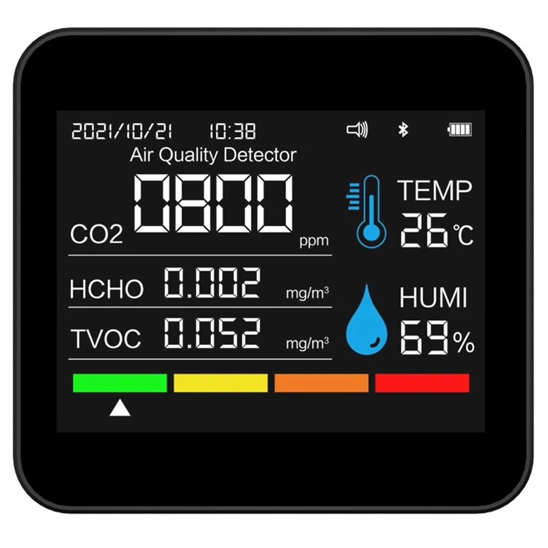 

Датчик качества воздуха 9 в 1, измеритель CO2 APP BT, детектор углекислого газа PM2.5 PM1.0 PM10, датчик температуры и влажности CO2