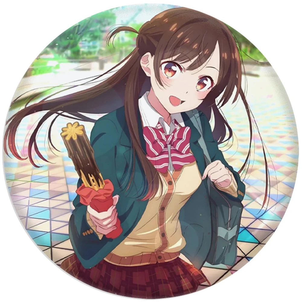 58mm Anime Rent-A-Girlfriend Lchinose Chizuru Asami Nanami COSTUME Cosplay Distintivo Pin SPTE Spilla in banda stagnata ﻿   Prop Gilf