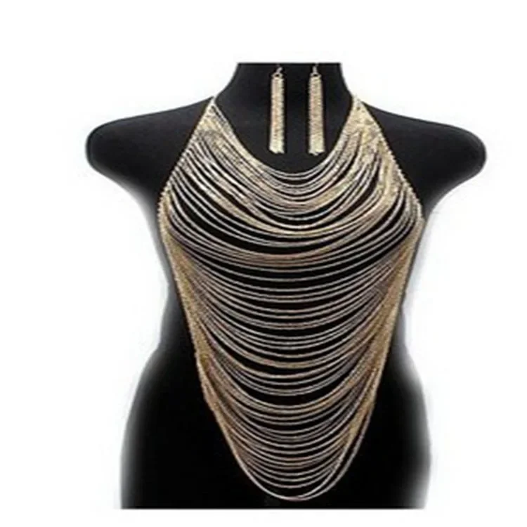 Trend Unique personality multi-layer tassel body chain simple integrated chain necklace female unique