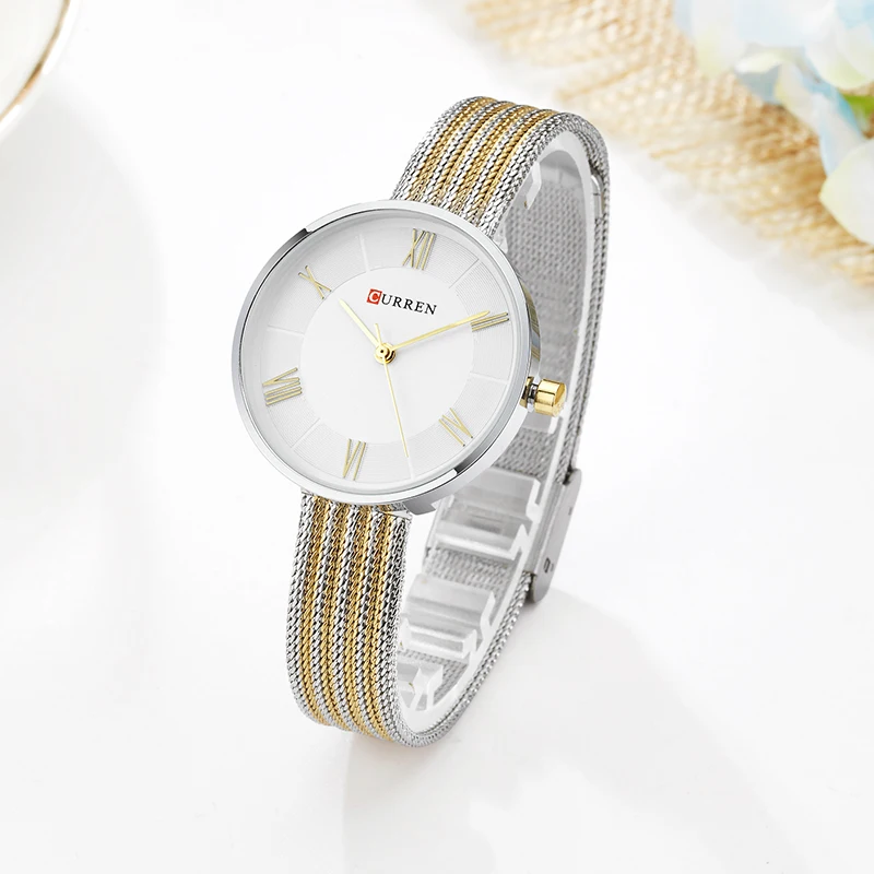CURREN 9020 Small Dial Quartz Watch for Ladies, Waterproof Elegant Mesh Strap Fashion Wristwatch view 2