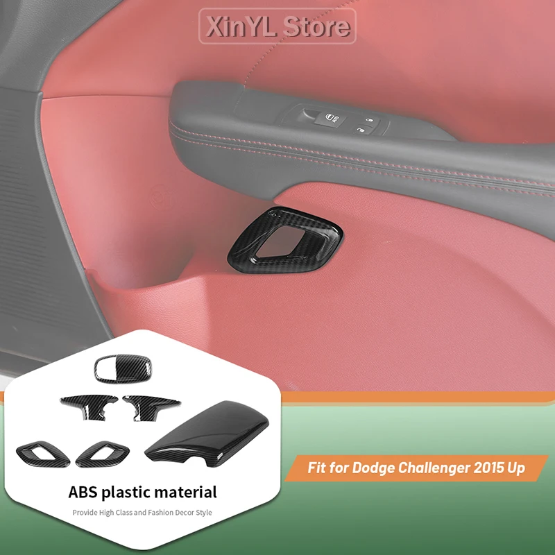 Car Carbon Fiber Interior Trim Kit Door Handle Gear Knob Armrest Panel for Dodge Challenger 2015-2026 Car Interior Accessories