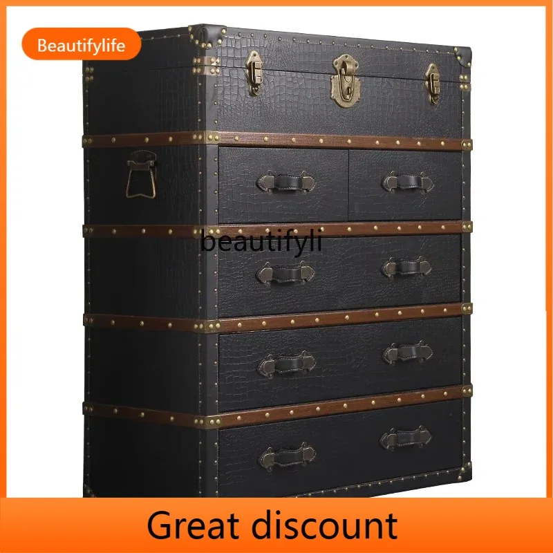 QQ45 American Country Five Bucket Locker Drawer Bedroom Storage Cabinet Villa Living Room Retro Furniture