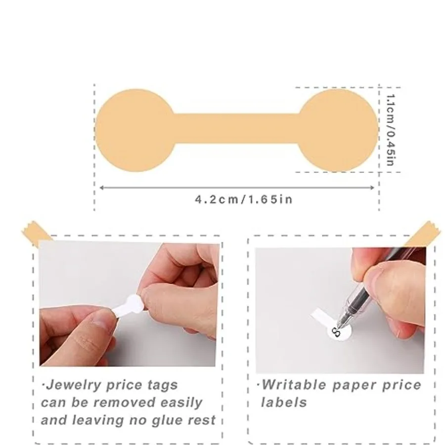 1000PCS Stickers for Small Business Jewelry Tags - Self Adhesive White Blank Jewelry Price Labels - Rectangle