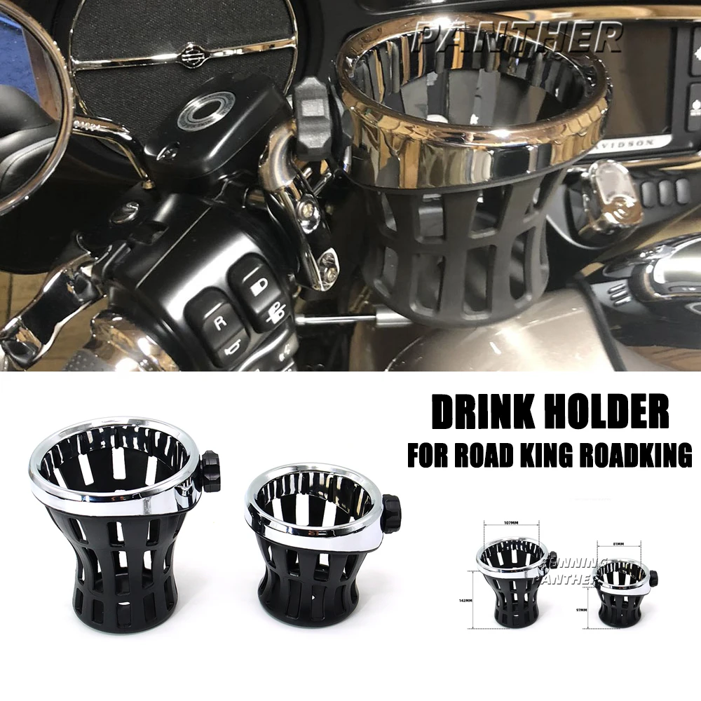 

FOR ROAD KING ROADKING Drink Holder Habitat Chrome and Rubber Chrome DRINK HOLDER WITH PERCH MOUNT