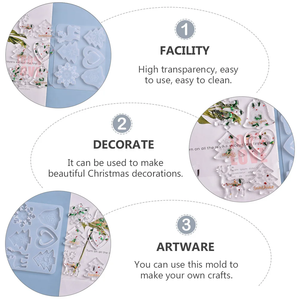 

1Pcs Crystal Resin Pendant Mold DIY Handmade Silicone Casting Mold for Christmas Decorations Transparent Flexible Silica Gel